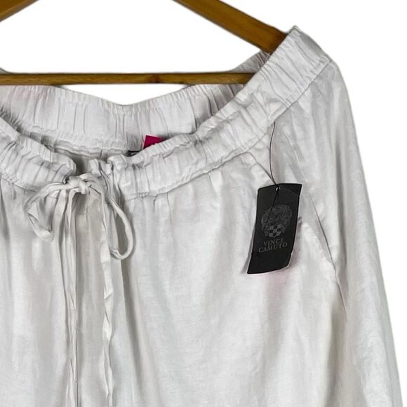Vince Camuto Asymmetric Wide Leg Linen Blend Pants in Ultra White Size XL NEW - Picture 6 of 10